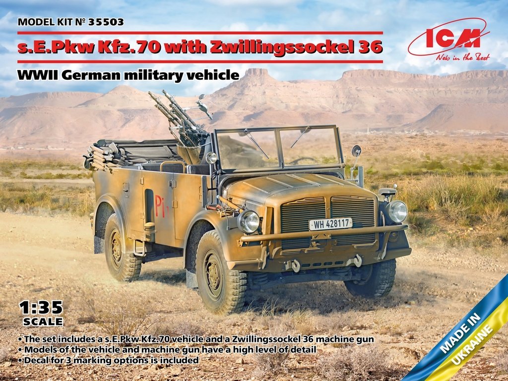 ICM 1:35 s E Pkw Kfz 70 with Zwillingssockel 36