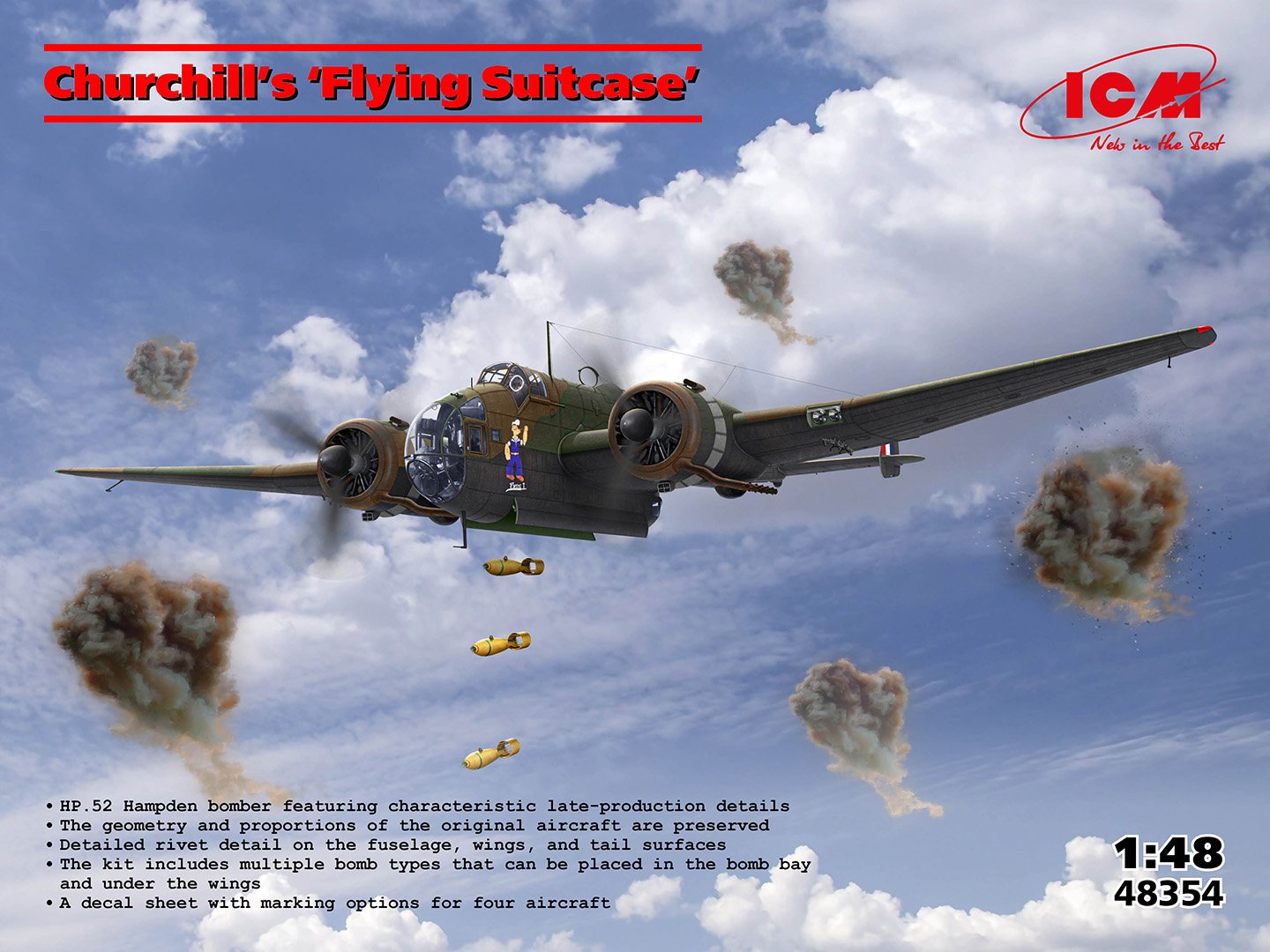 ICM 1:48 Churchills-Flying Suitcase-Hampden HP 52