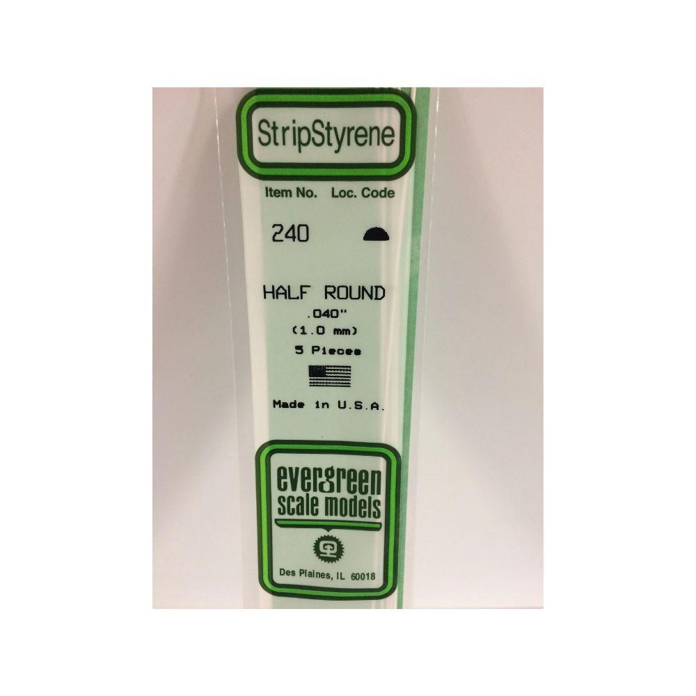 Evergreen Plastic Half Rnd .040(1.0 Mm) (5)