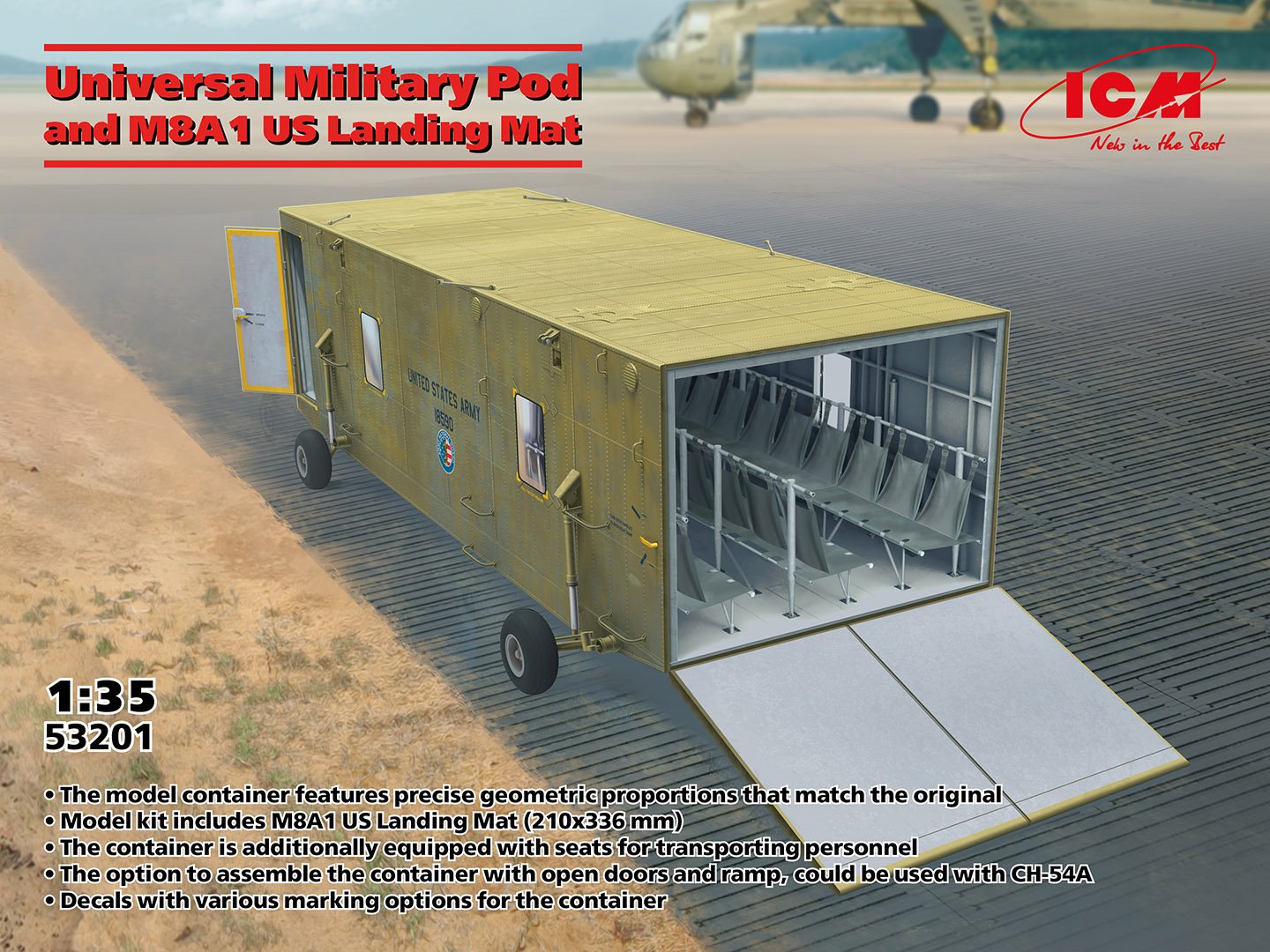 ICM 1:35 Universal Military Pod w/M8A1 US Landing Mat