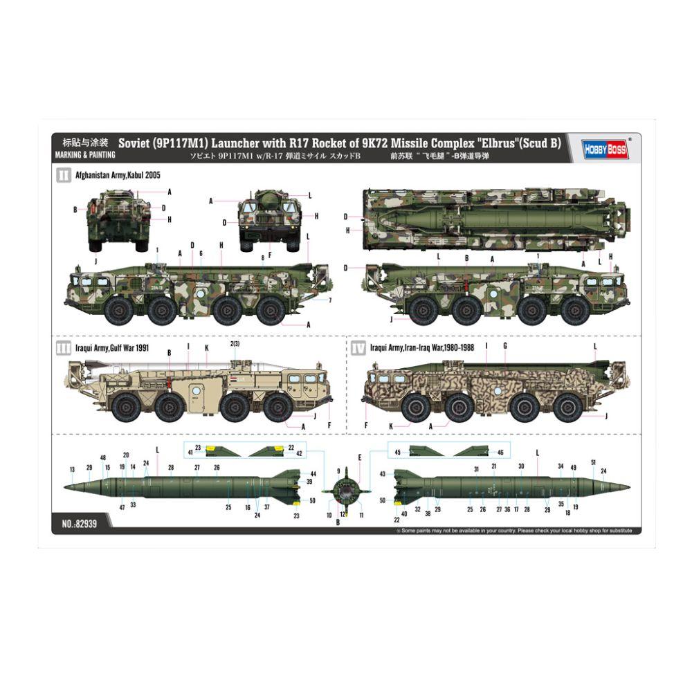 Hobbyboss 1:72 Soviet (9P117M1) Launcherwith R17 Rocket of 9K72 Missil