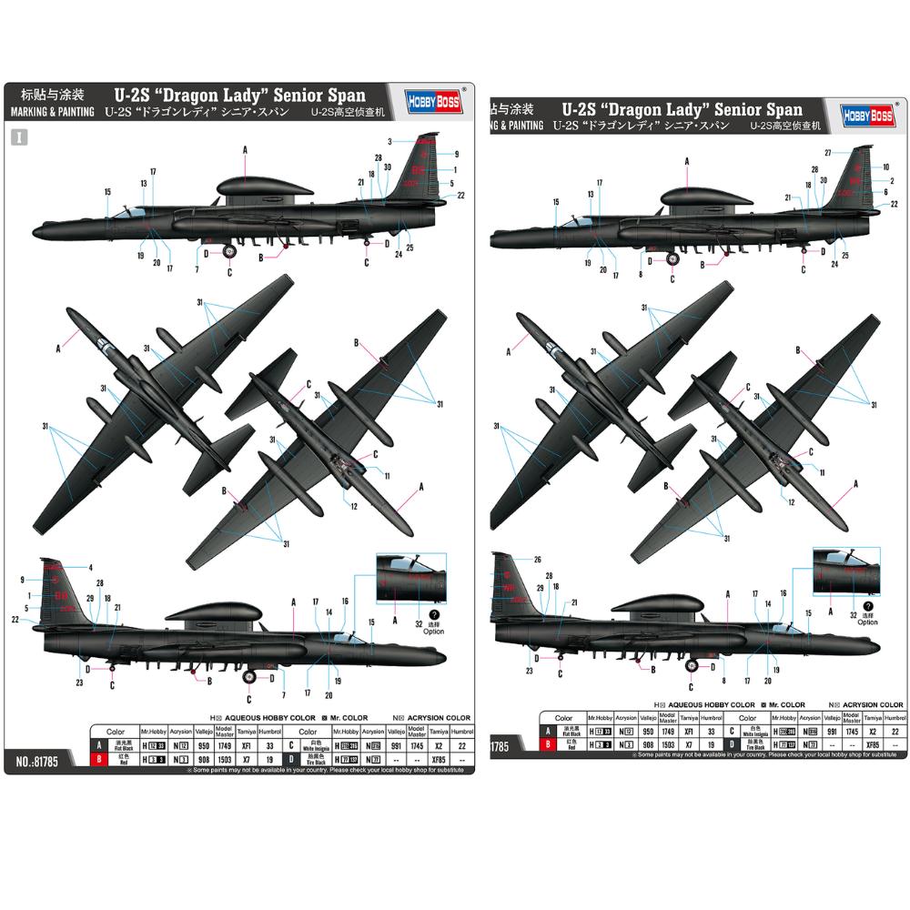 Hobbyboss 1:48 U-2S Dragon Lady Senior Span