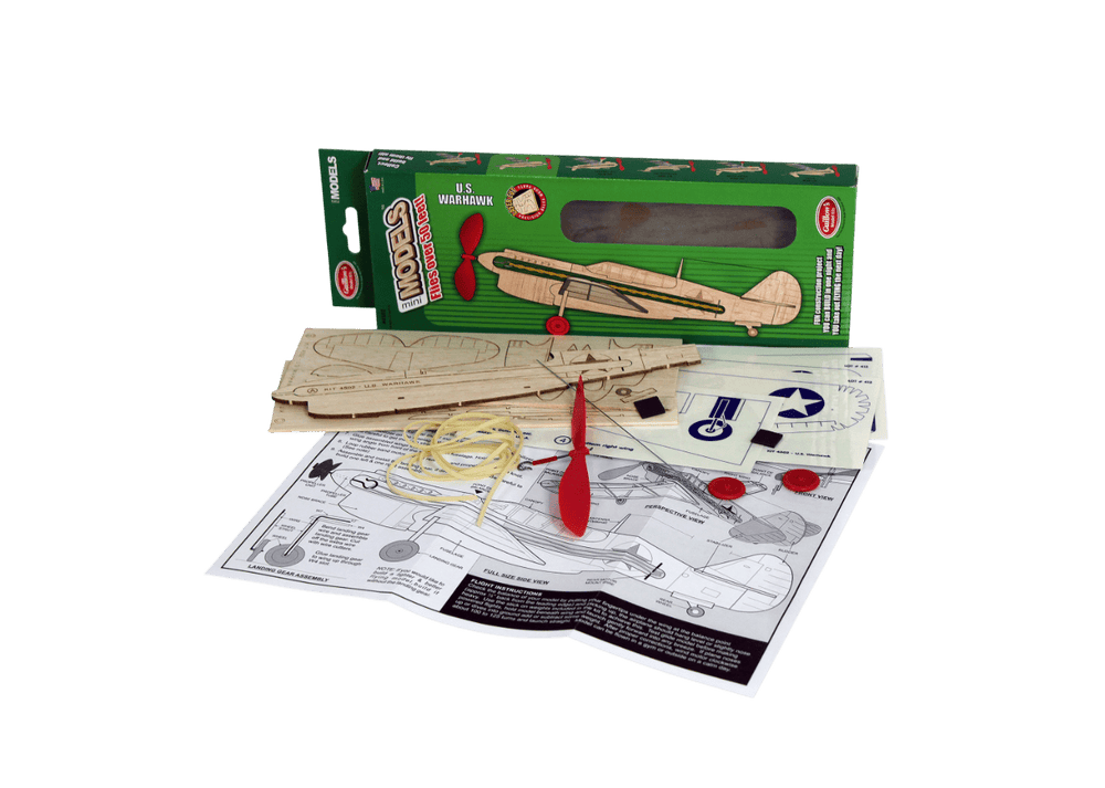 Guillows U.S. Warhawk Rubber Powered Laser Cut Model Kit, 286mm WS