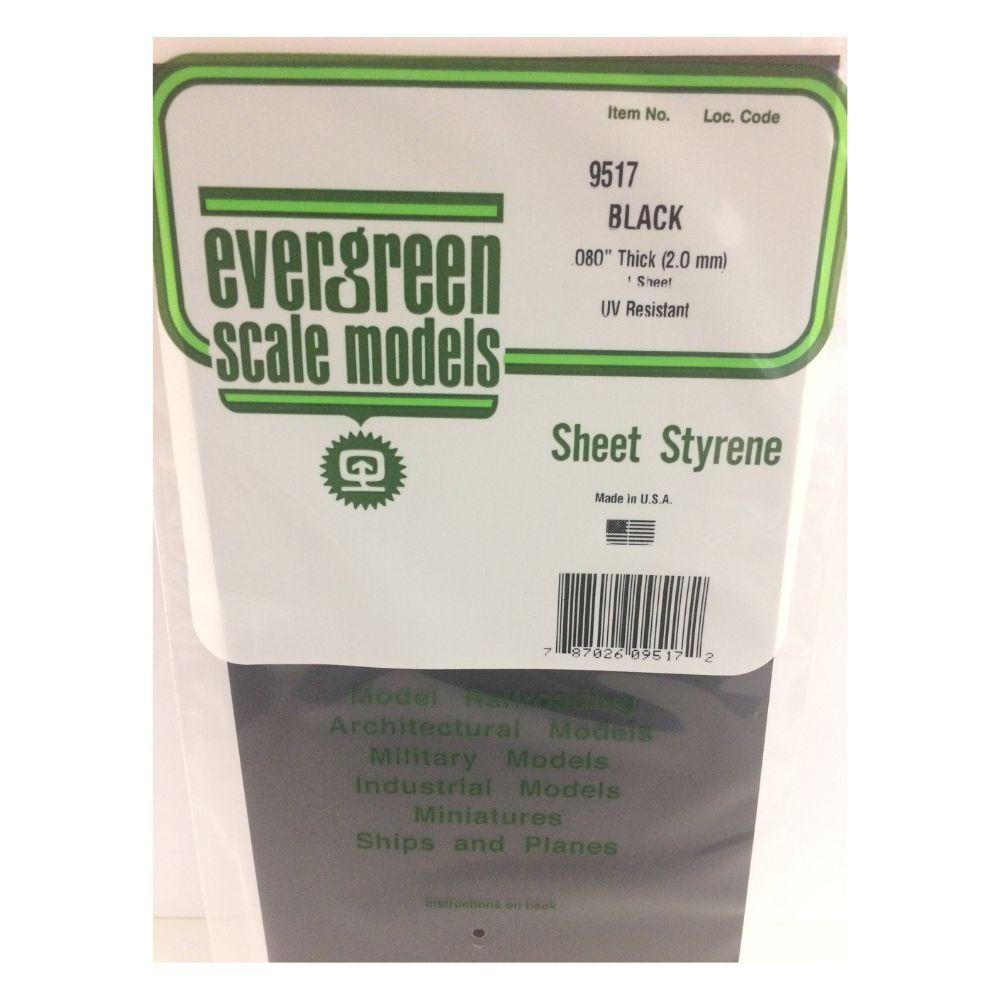 Evergreen Styr Sheets 6X12 Blk 2.0Mm Thk