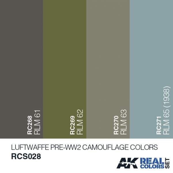 AK Interactive Real Colours Luftwaffe Pre-WW2 Camouflage Colours Set