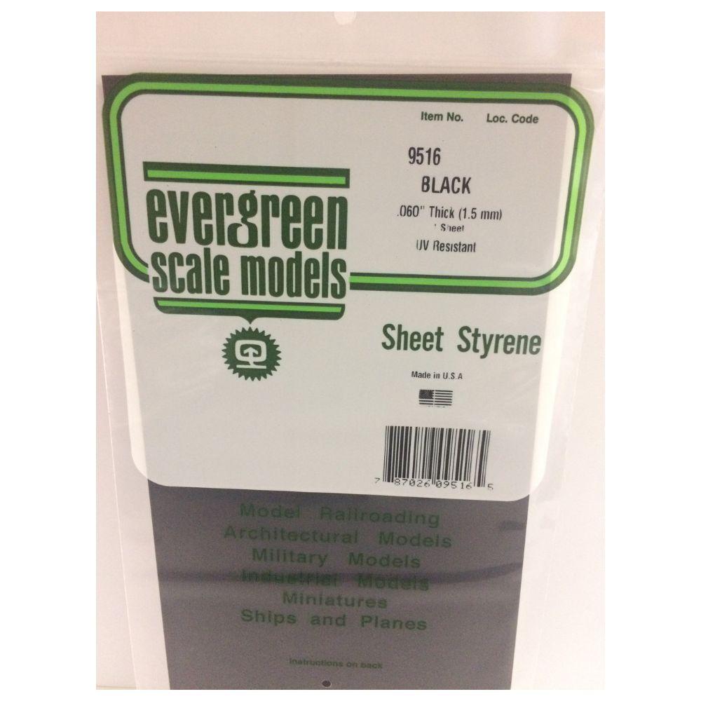 Evergreen Styr Sheets 8X21 1.5mm (2) Black