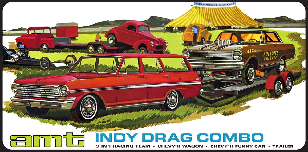 AMT 1:25 63 Chevy II Wagon Funny Car&Trailer