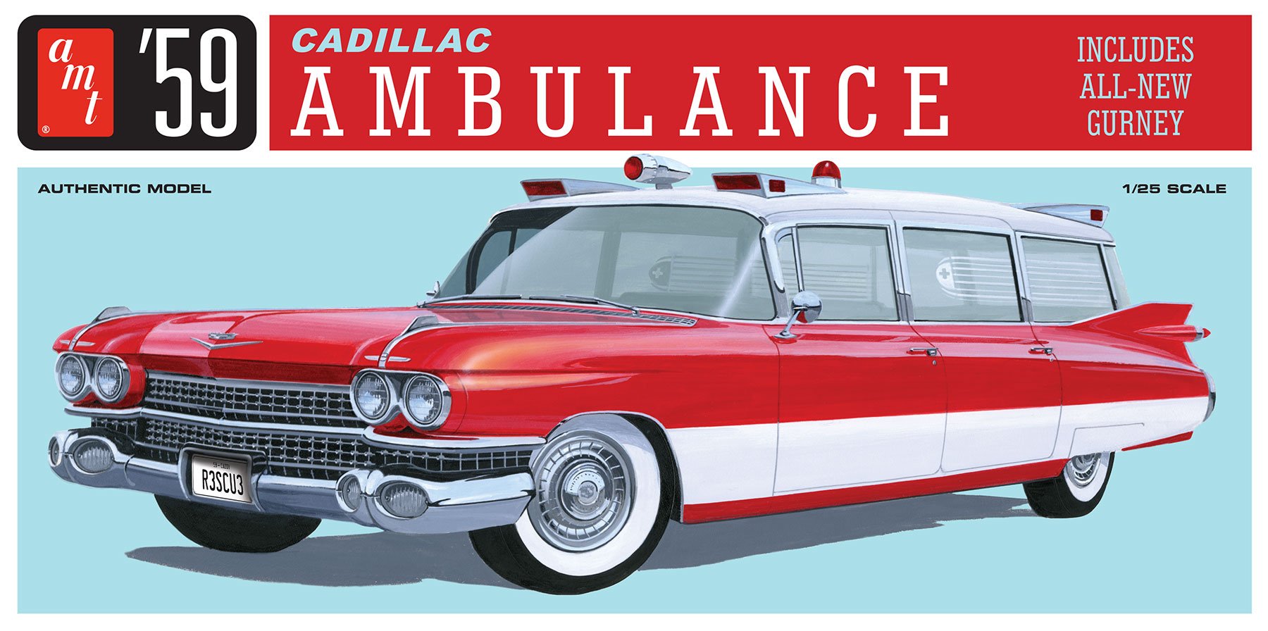 AMT 1:25 1959 Cadillac Ambulance w/Gurney