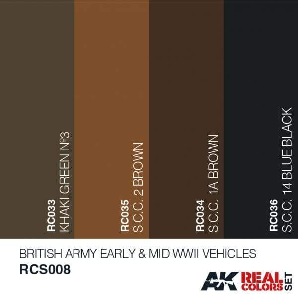 AK Interactive Real Colours British ArmyEarly 6&Mid WW2 Vehicles Set