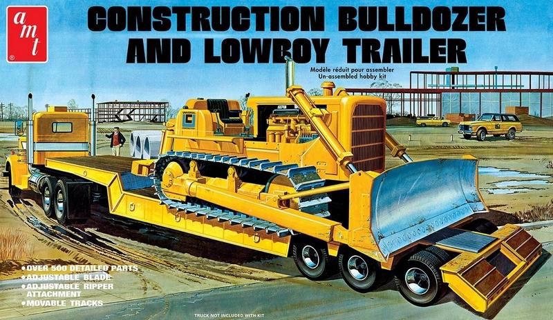 AMT 1:25 Lowboy Trailer & Bulldozer Combo