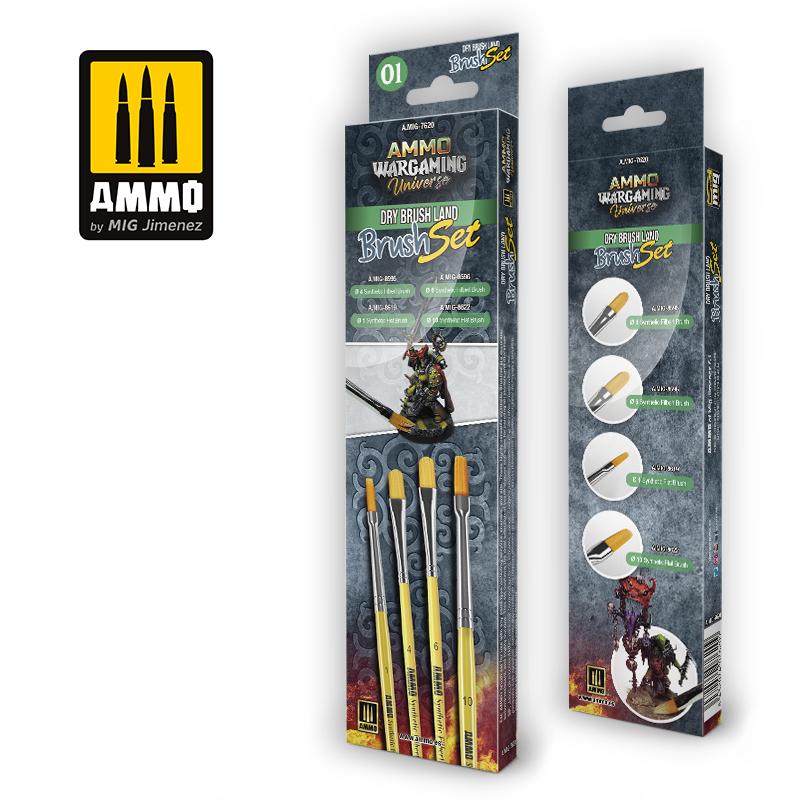 Ammo Wargaming Universe-Drybrush Land Brush Set