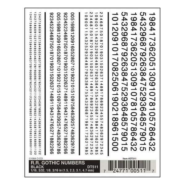 Woodland Scenics Rr Gothic Numbers - Black