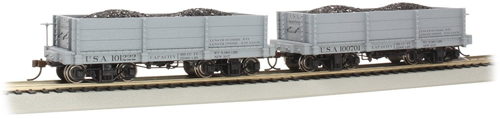 Bachmann 18ft Lowside Gondolas USA #100701 & 101222 Grey 2/box. On30