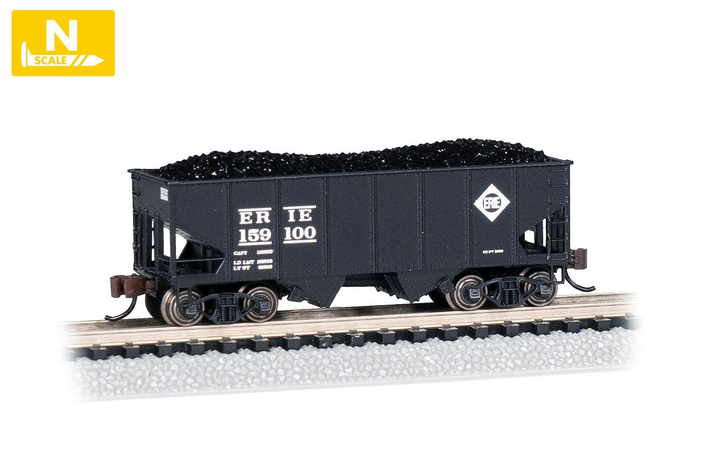 Bachmann Erie #159100 USRA 55 Ton O/SideBraced 2-Bay Hopper+Load. N