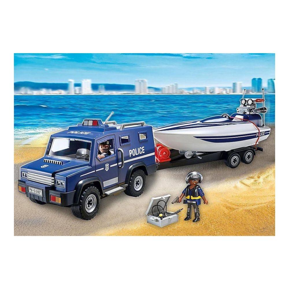 Playmobil Police Truck with Speedboat