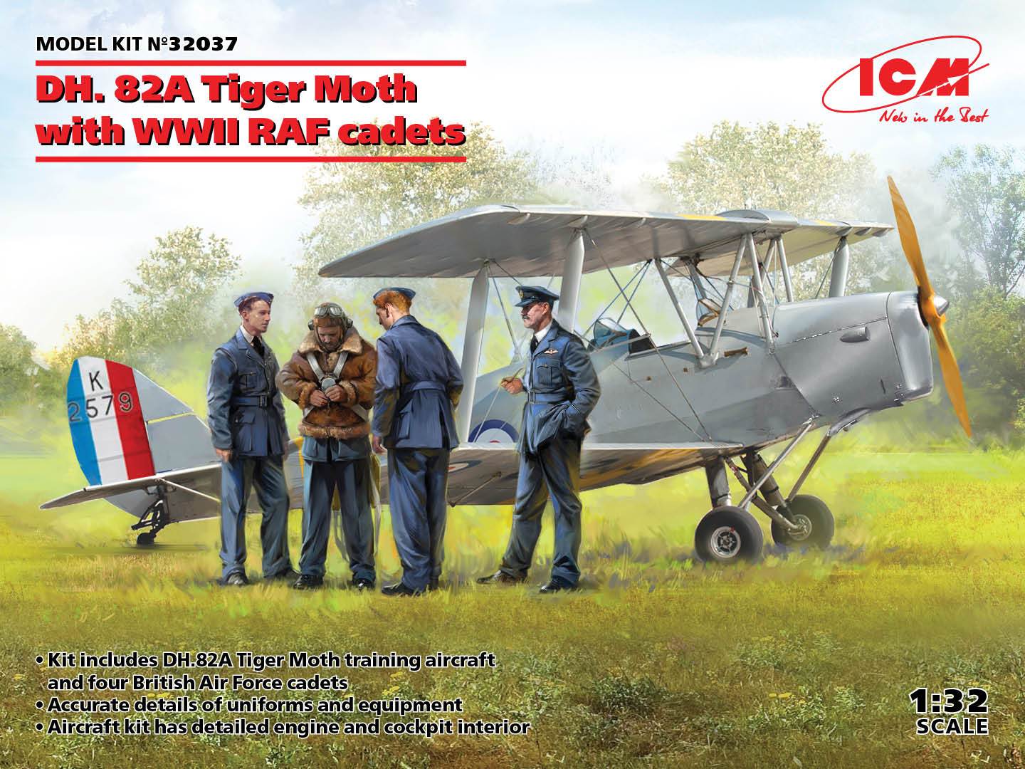 ICM 1:32 DH 82A Tiger Moth w/Cadets