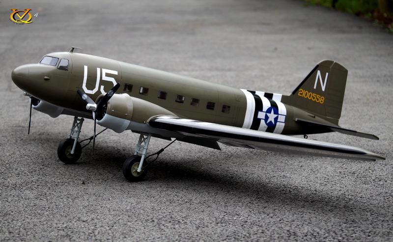 VQ Models DC3 2x25/RBBM25 EP U.S. Army Vers.w/Flaps, 1800mm WS, 6Ch RC