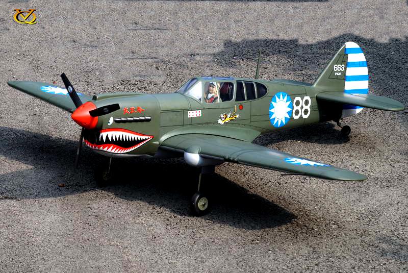 VQ Models P40 Kittyhawk AVG 60/100 EP: RBBM61, 1570mm WS, 6Ch RC