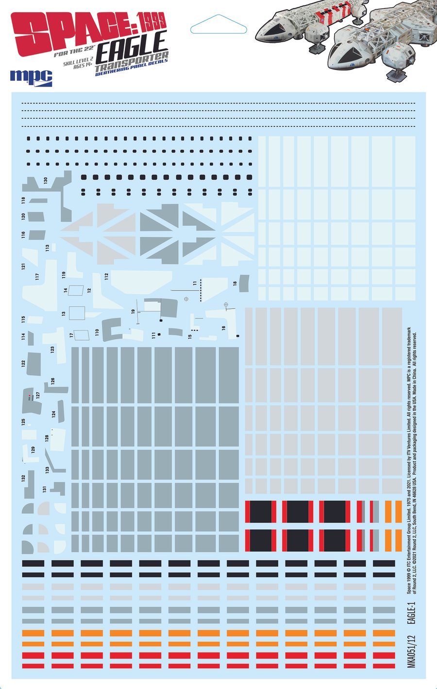 1:48 Space: 1999 22" Eagle Transporter Paneling Decals