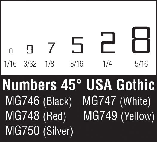 Woodland Scenics 45°Usa Gothic Numbers Silver