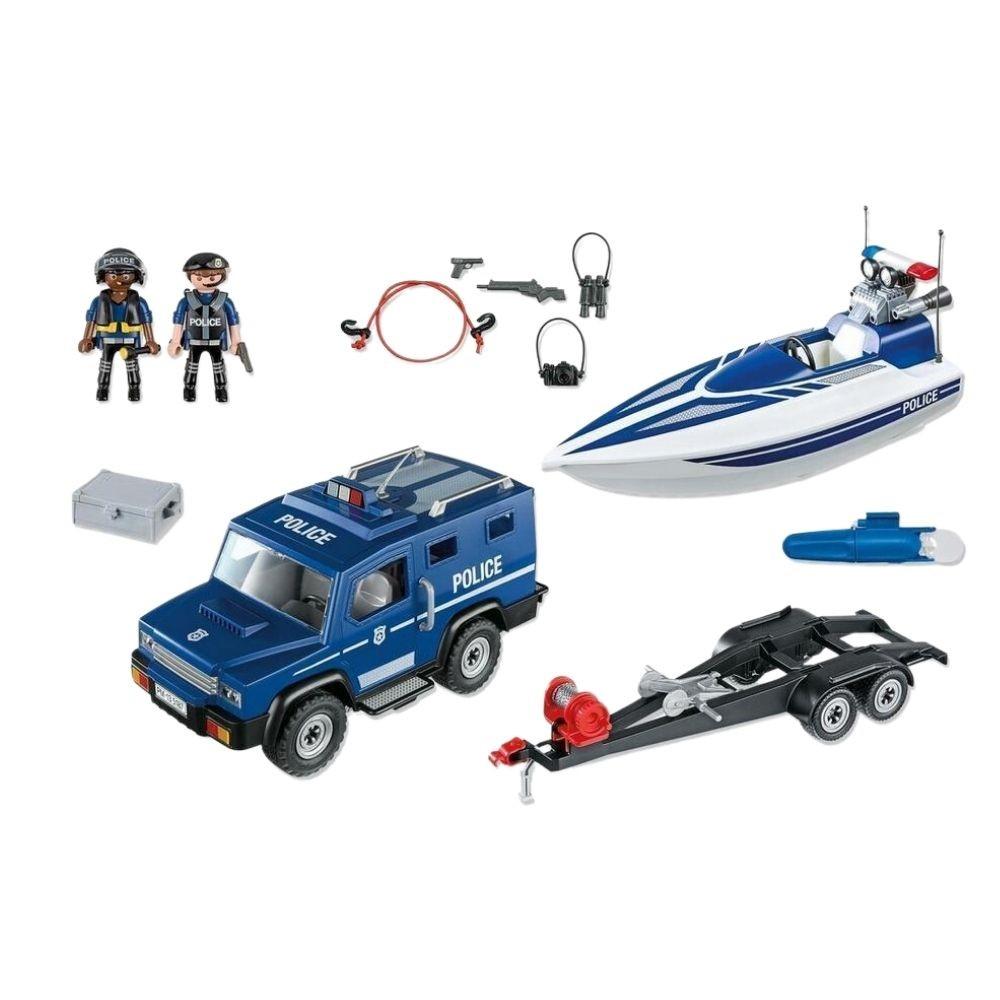 Playmobil Police Truck with Speedboat