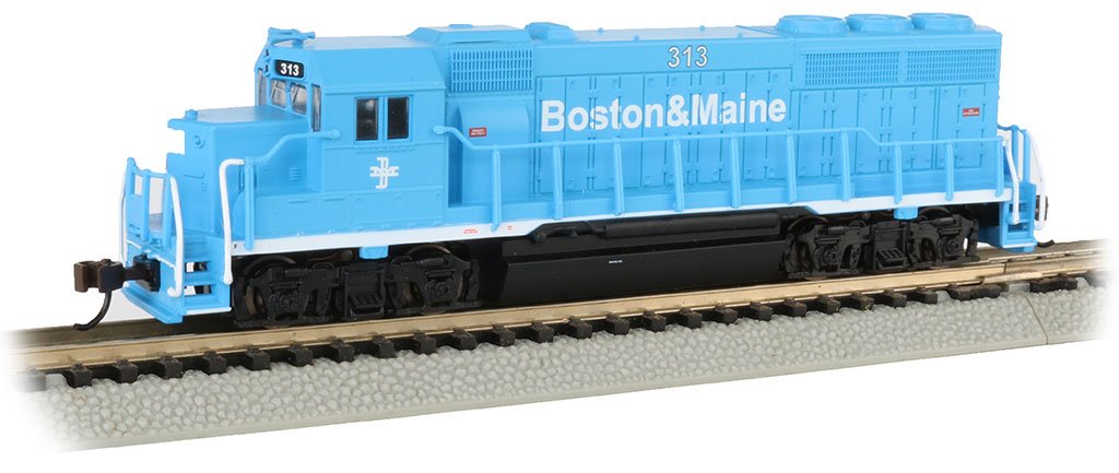 Bachmann Boston & Maine #313 EMD GP40 Diesel Loco w/Headlight. N Scale