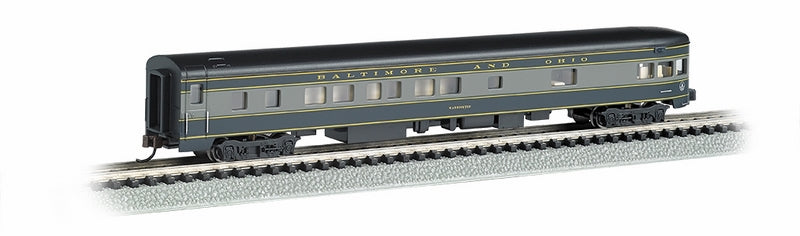 Bachmann Baltimore & Ohio 85ft Smooth Siide Obs. Car Lit Int. N Scale