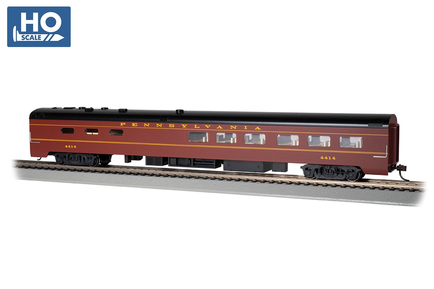 Bachmann PRR #4414 85ft Smooth Sided Dining Car, Lit Int. HO Scale