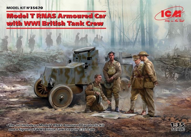 ICM 1:35 Model T Rnas Armoured Car W/Crew