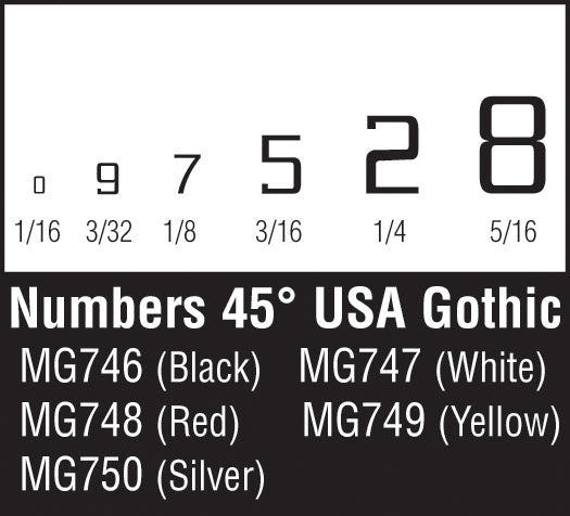 Woodland Scenics 45°Usa Gothic Numbers Yel Dt