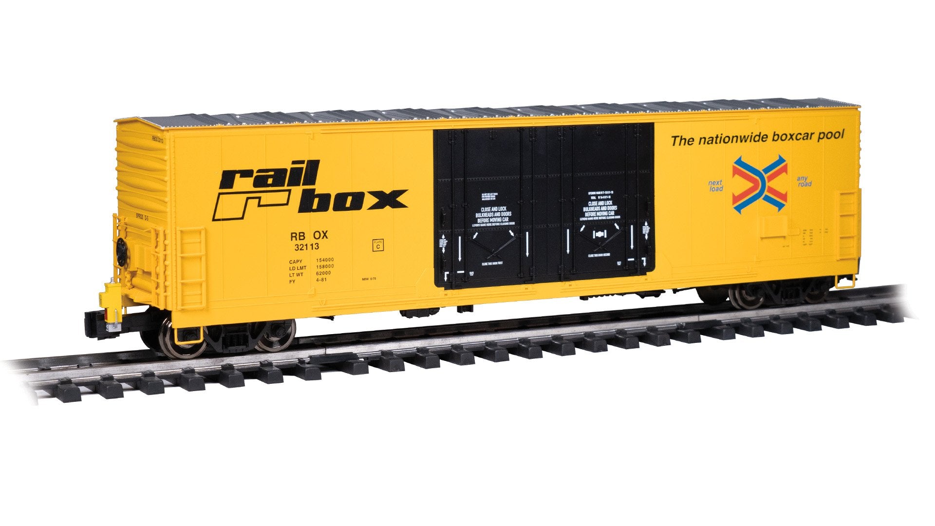 Bachmann Railbox #32113 53ft Evans Box Car w/Flashing EOT, G Scale