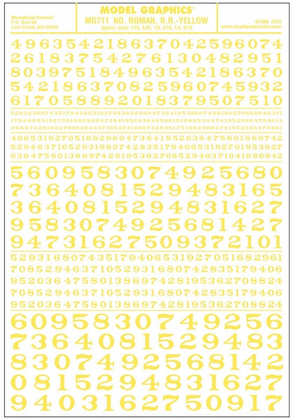 Woodland Scenics Numbers Roman Rr YellowDt