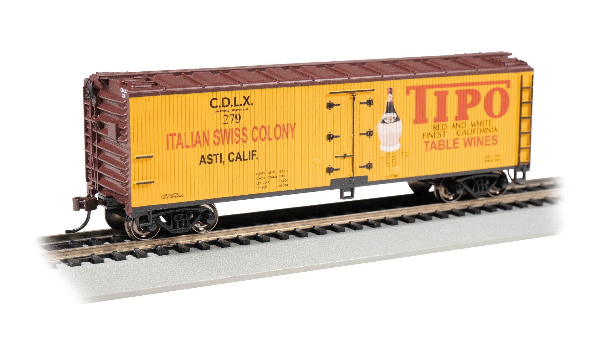 Bachmann Tipo Table Wine #279 40ft WoodSide Reefer. HO Scale