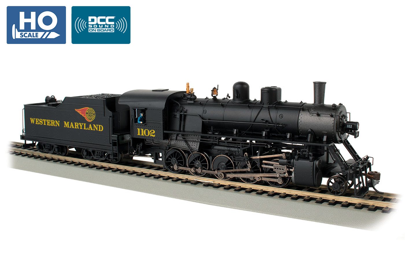 Bachmann Painted Unlettered Black Baldwin 2-10-0 Russ./Decapd w/DCC HO