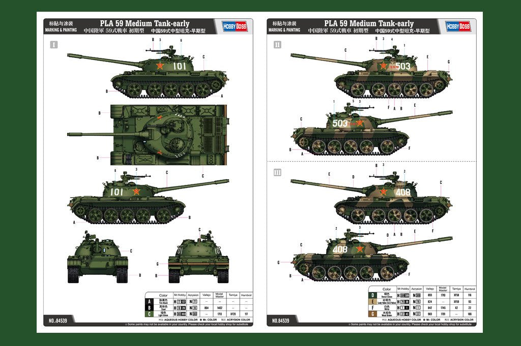 Hobbyboss 1:35 Pla 59 Medium Tank-Early