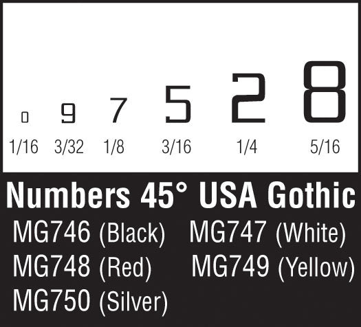 Woodland Scenics 45°Usa Gothic Numbers Black Dt