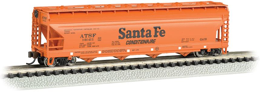 Bachmann Santa Fe #101414 Canadian Cylindrical 4-Bay Grain Hopper. N