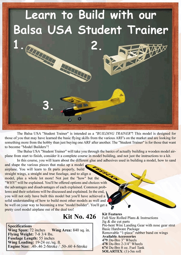 Balsa Usa Student Trainer Kit 1830Mm Ws.40-/46*