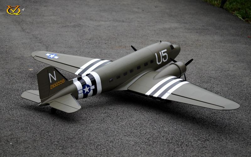 VQ Models DC3 2x25/RBBM25 EP U.S. Army Vers.w/Flaps, 1800mm WS, 6Ch RC