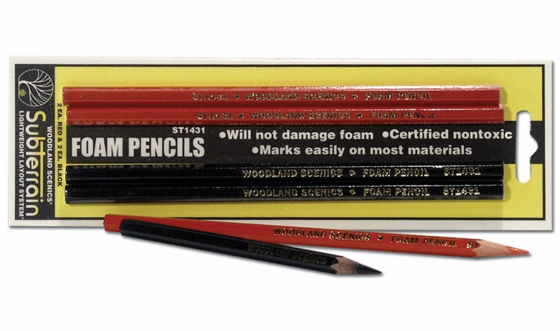 Woodland Scenics Foam Pencils (2 Red/2 Black)  *