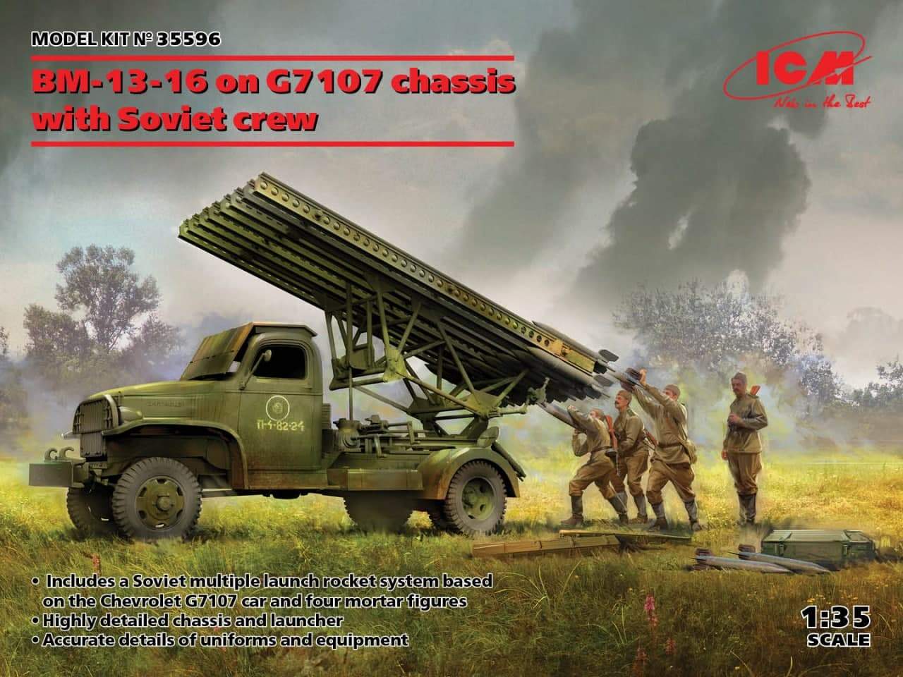 ICM 1:35 BM-13-16 on G7107 chassis withsoviet crew