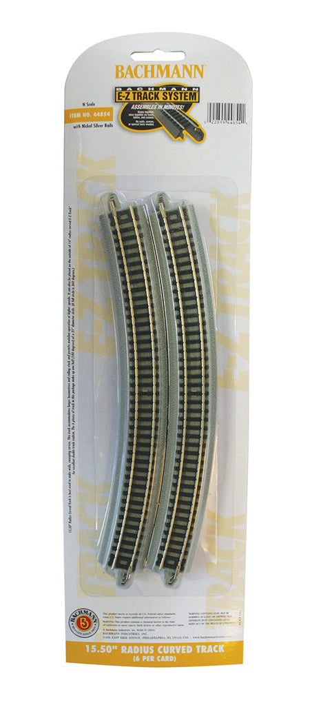 Bachmann 15.50" Radius Curved Track, 6pcs, N Scale