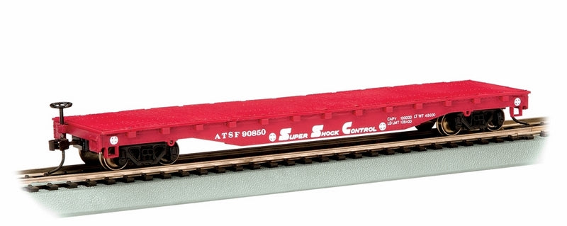 Bachmann Santa Fe ATSF 90850 52ft Flat Car Super Shock Control. HO