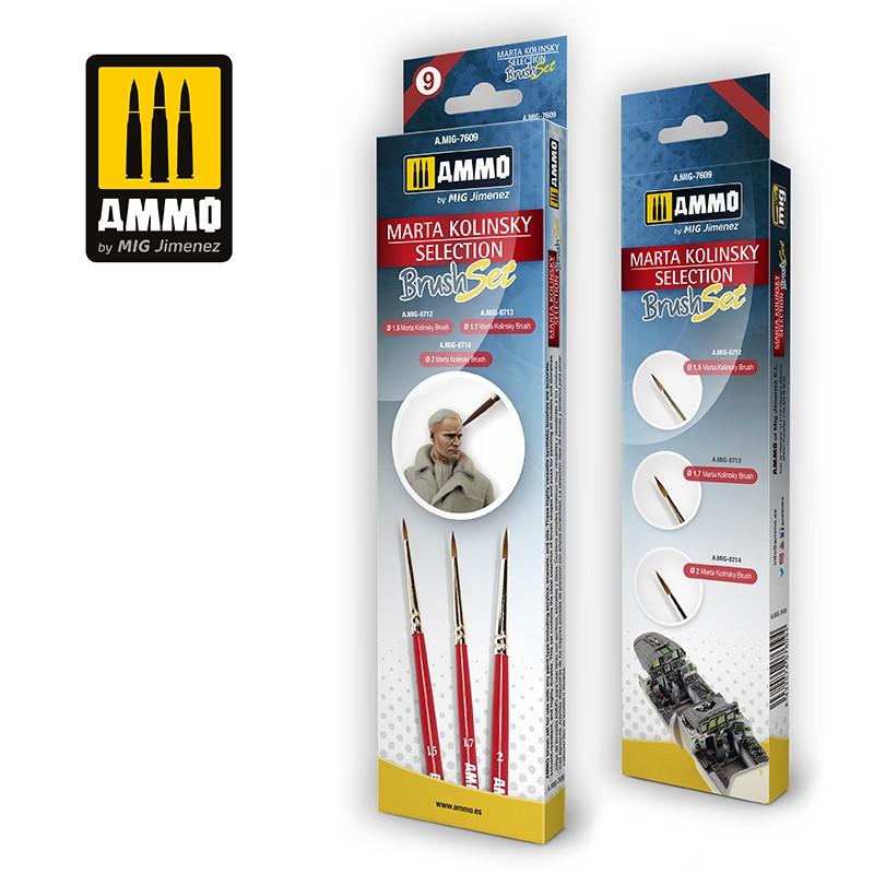 Ammo Marta Kolinsky Selection Brush Set3 PACK